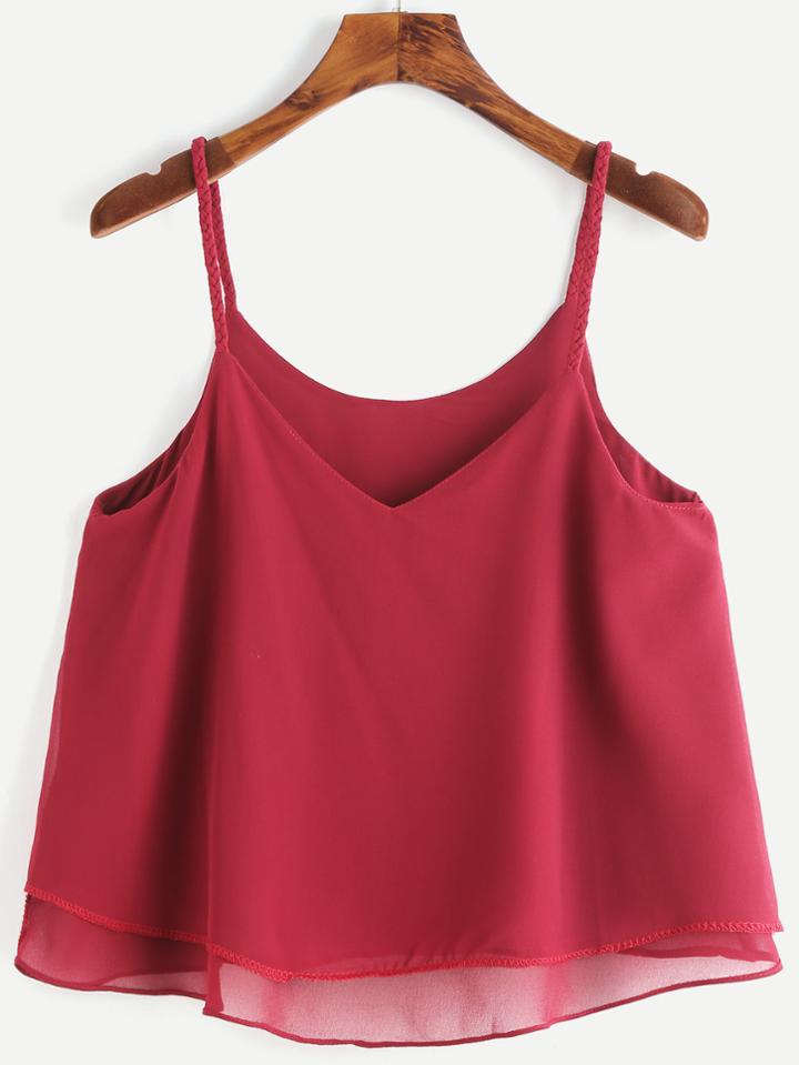 Shein Burgundy Layered Chiffon Cami Top