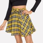 Shein Plaid Self Tie Waist Skirt