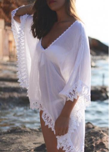 Rosewe Plunging Neck Lace Splicing Cover Up
