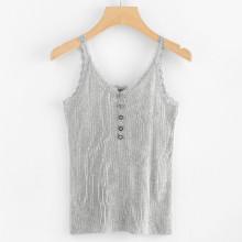 Shein Single Breasted Ribbed Cami Top
