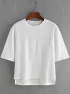 Shein White Ribbed Pocket T-shirt
