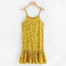 Shein Calico Print Ruffle Hem Cami Dress
