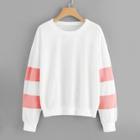 Shein Plus Striped Round Neck Sweatshirt