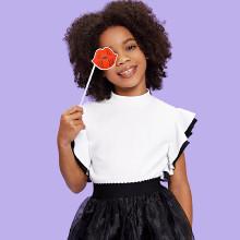 Shein Girls Two Tone Ruffle Embellished Top