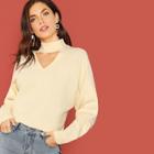 Shein Choker Neck Solid Sweatshirt