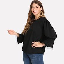 Shein Plus Contrast Mesh Solid Tee