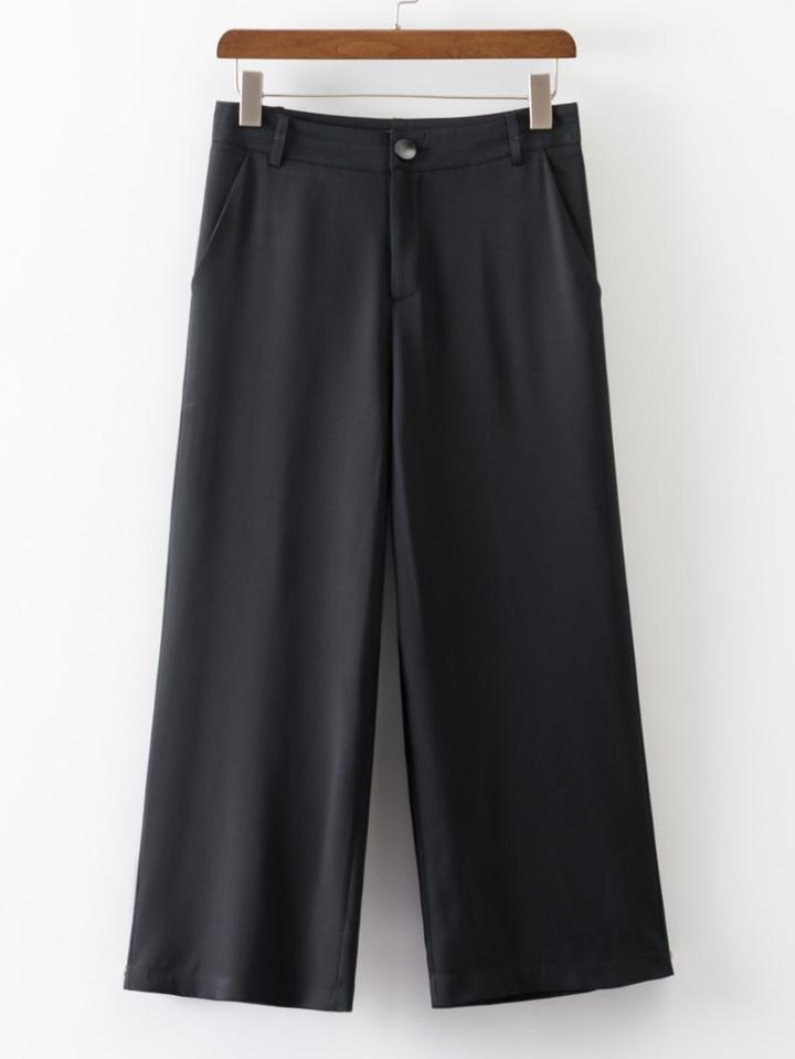 Shein Black Pocket Straight Pants