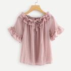 Shein Tiered Layer Knot Neck Ruffle Sleeve Top