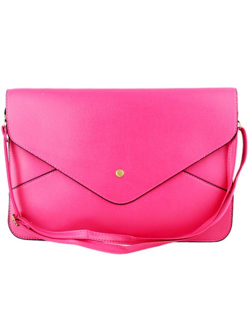 Shein Rose Red Zipper Envelope Clutch Bag