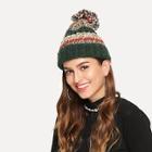 Shein Christmas Cuffed Pom Pom Knit Hat