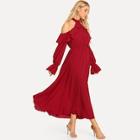 Shein Halter Cold Shoulder Ruffle Dress