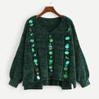 Shein Plus Sequin Detail Stepped Hem Chenille Sweater