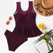 Shein Contrast Mesh Tankini Set