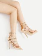 Shein Metallic Strappy Heeled Sandals