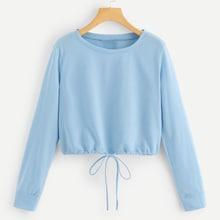 Shein Drawstring Hem Solid Sweatshirt