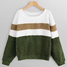 Shein Colorblock Contrast Panel Teddy Sweatshirt