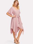 Shein Self Belt Asymmetrical Dress