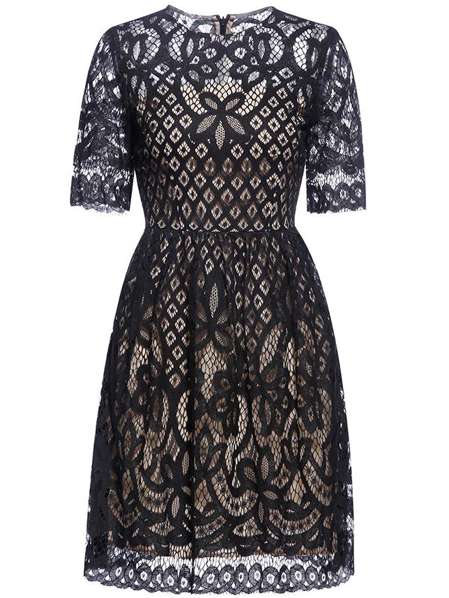 Shein Black Hollow Lace A-line Dress