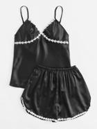 Shein Crochet Lace Satin Cami & Shorts