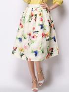 Shein Apricot Floral Midi Organza Skirt