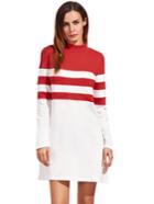 Shein Red Round Neck Long Sleeve Tee Dress