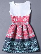 Shein Multicolor Sleeveless Tribal Print A Line Dress