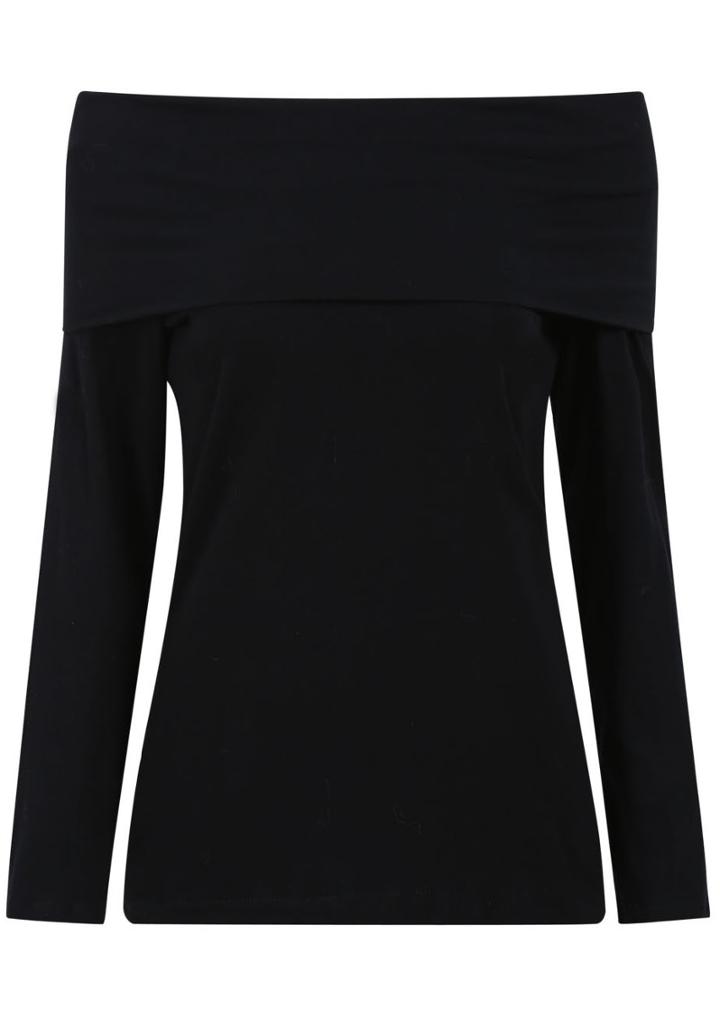 Shein Black Off The Shoulder Slim T-shirt