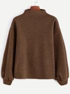Shein Brown Ribbed Lantern Sleeve Sweater
