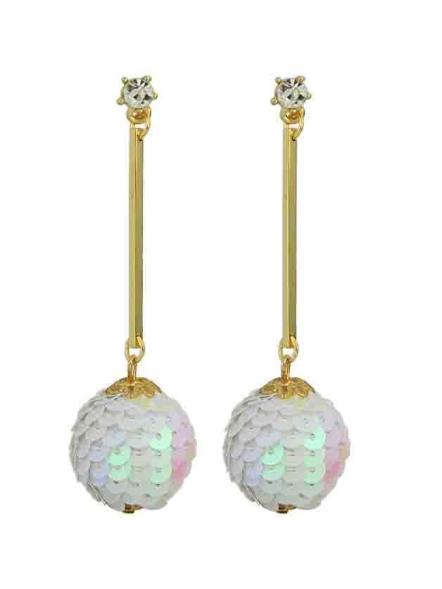 Shein White Metal Ball Long Drop Earrings For Women
