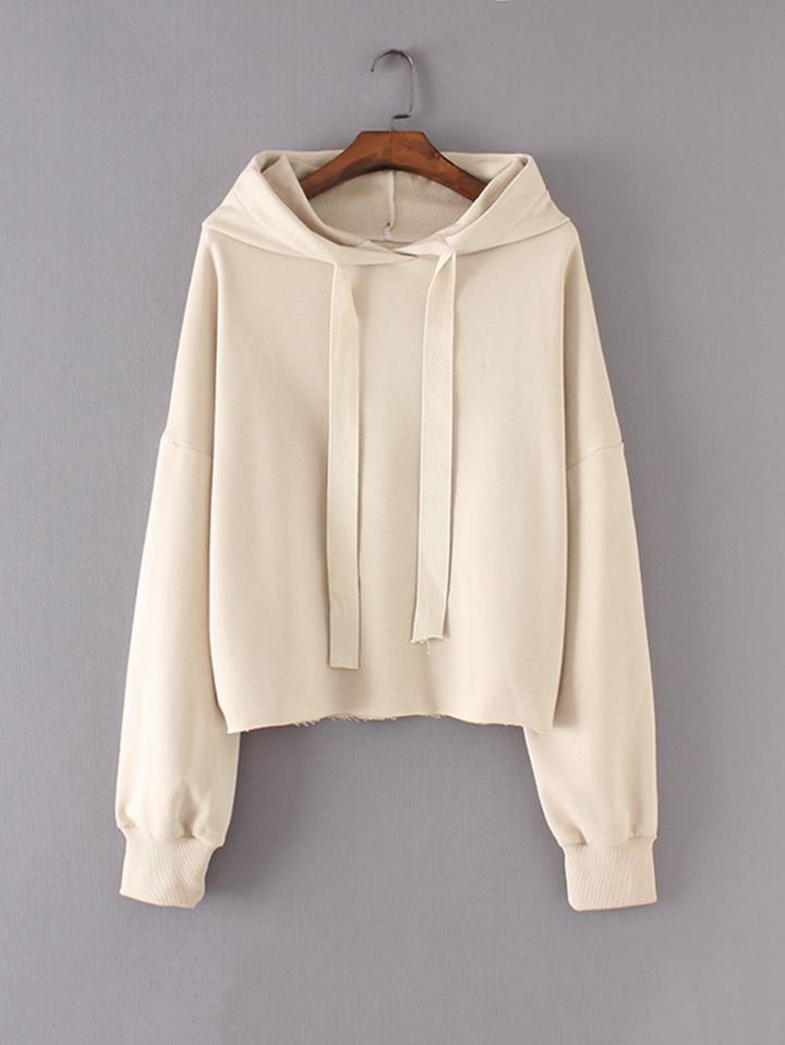 Shein Raw Hem Drop Shoulder Hoodie