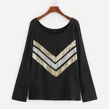 Shein Plus Contrast Sequin Tee