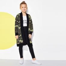 Shein Girls Open Front Camo Coat