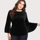 Shein Plus Trumpet Sleeve Velvet Top