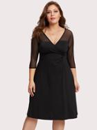 Shein V Neckline Sheer Mesh Wrap Dress