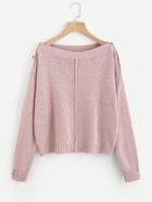 Shein Buttoned Overlap Shoulder Sweater