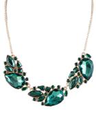 Shein Green Gemstone Geometric Chain Necklace