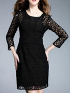 Shein Black Crochet Hollow Out Lace Dress
