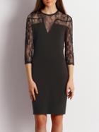 Shein Black Crew Neck Keyhole Back Lace Dress