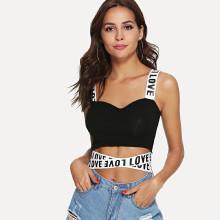 Shein Crisscross Letter Strap Sweetheart Top