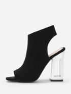 Shein Peep Toe Side Zipper Block Heeled Shoes