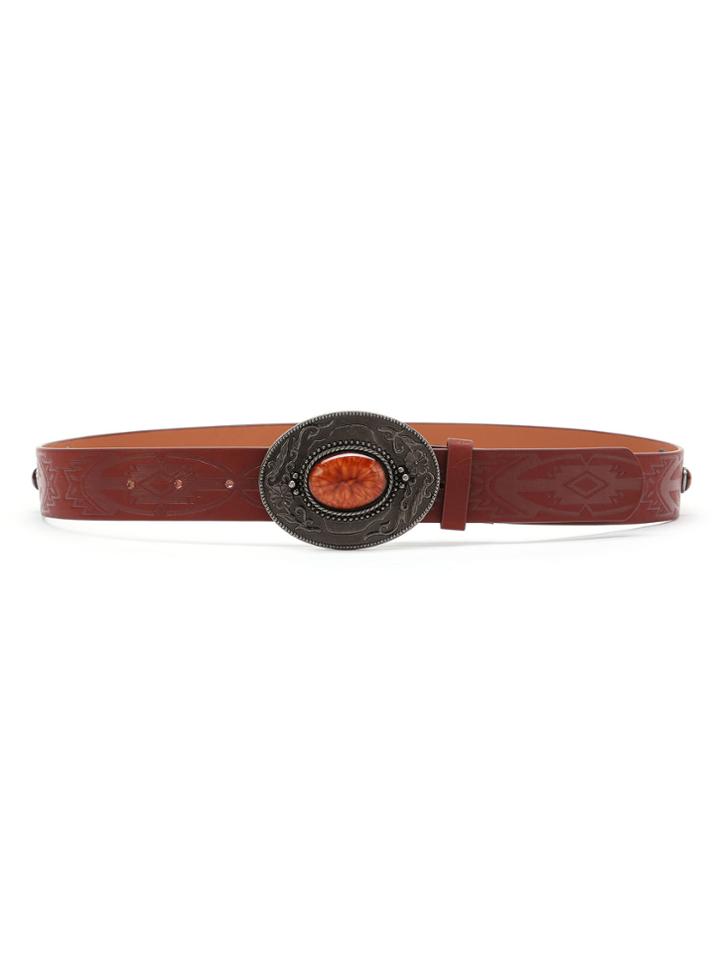Shein Gemstone Buckle Faux Leather Belt