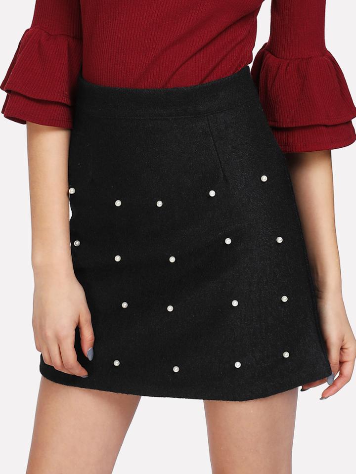 Shein Pearls Beaded Detail Skirt