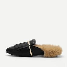 Shein Contrast Faux Fur Fringe Flats