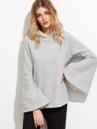 Shein Heather Grey Bell Sleeve Hoodie