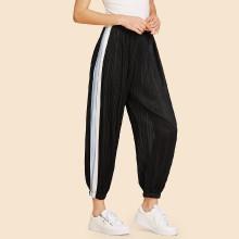 Shein Contrast Panel Side Pleated Harem Pants