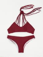 Shein Strappy Design Halter Bikini Set
