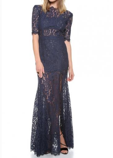 Rosewe Enchanting Slit Design Open Back Half Sleeve Dress