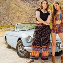 Shein Plus Crop Top & Calico Print Palazzo Pants