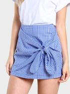 Shein Overlap Tie Front Gingham Skirt
