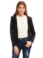 Shein Black Hooded Zipper Front Jacket